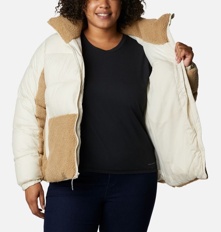 Women's Columbia Leadbetter Point Sherpa Hybrid Jackets Cream / Brown | Plus Size CA-D13C8